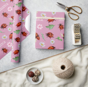 Papel De Presente Bonita Dama de Insetos