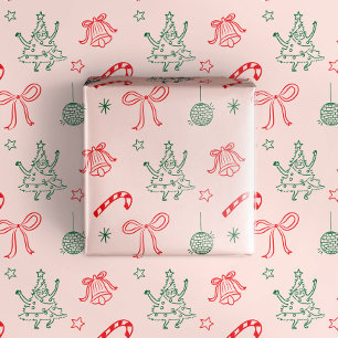 Papel De Presente Bonita diversão Doodles presentes no Natal