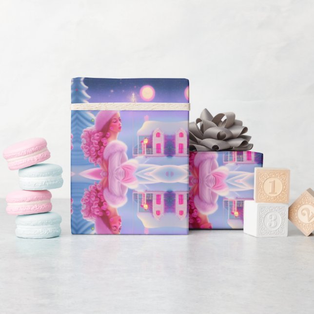 Papel De Presente Bonita Elegante Rosa, Natal (Chá de bebê)