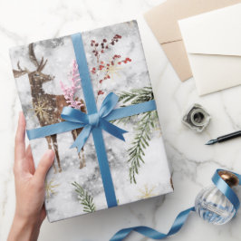 Papel De Presente Bonita mão pintada de rena aquosa