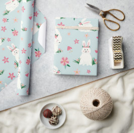 Papel De Presente Bonita Menina de Páscoa Coelhinha Moderna, Rosa
