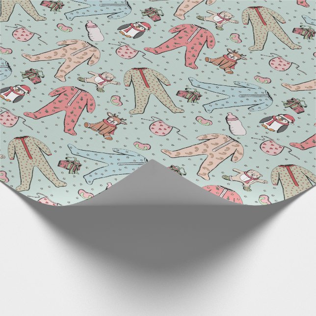 Papel De Presente Bonita Menina Verde Natal (Ponta)