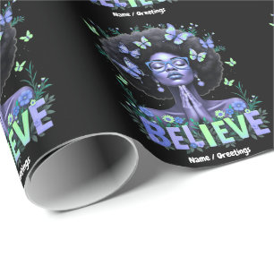 Papel De Presente Bonita Mulher Negra Oradora Homenagem
