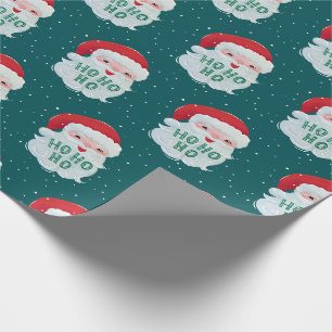 Papel De Presente Bonita, pintada Vintage Santa Claus e Ho Ho Ho