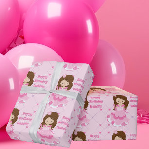 Papel De Presente Bonita Princesa Feliz Aniversário Pinta Meninas P