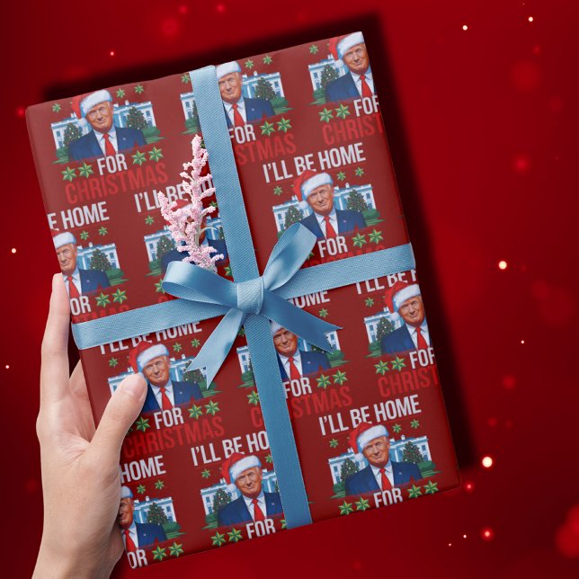 Papel De Presente Bonita Trump Eu estarei em casa para o Natal (Criador carregado)
