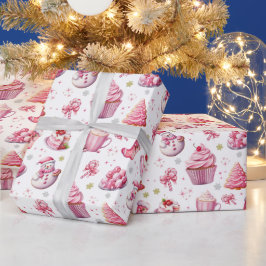 Papel De Presente Bonitinho de Natal Rosa, Docinho