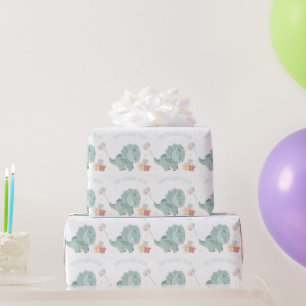 Papel De Presente Bonito Aniversário Aquarela Dinossauro Dois Anos