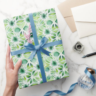 Papel De Presente Bonito Aquarela Verde Natureza Botânica Inspirada