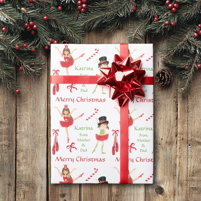 Papel De Presente Bonito Ballerina Personalizada Natal (Criador carregado)