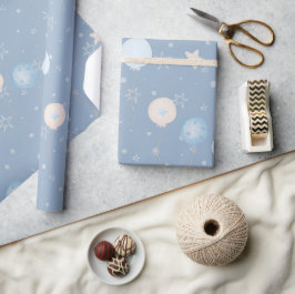 Papel De Presente Bonito Blue Taupe Balões de Estrelas - Presente do