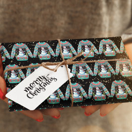 Papel De Presente Bonito boneco de neve no suéter de Natal Feio