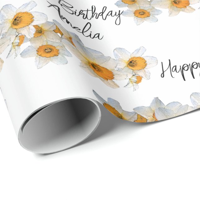 Papel De Presente Bonito Daffodil Personalizado (Ponta do rolo)