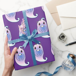Papel De Presente Bonito e aterrorizado presentes engraçados em quad