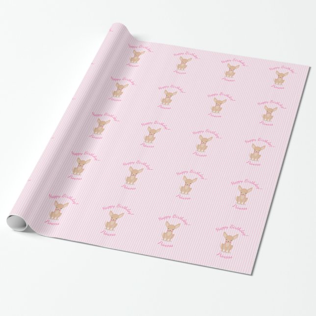 Papel De Presente Bonito em Chihuahua rosa (Desenrolado)