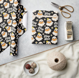 Papel De Presente Bonito Fantasma do Halloween Retro Spooky Boo Pret