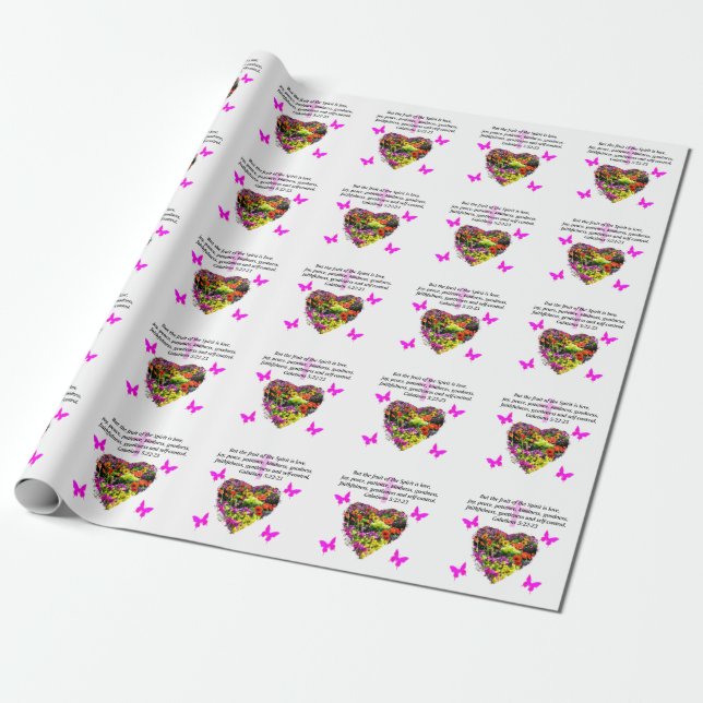 PAPEL DE PRESENTE BONITO FRUTAS FLORAIS GALÁCIAS DO ESPÍRITO (Desenrolado)