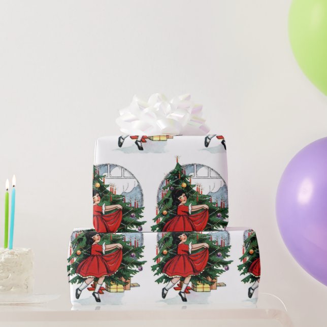 Papel De Presente Bonito garota no Natal (Presentes para festas)