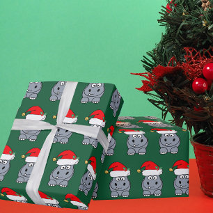 Papel De Presente Bonito Hippo de Natal