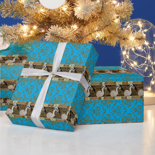 Papel De Presente Bonito Island Bird 2 Stripe Wrapper Paper (Feriados)