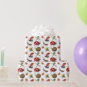 Papel De Presente Bonito Jardim Caracóis Abelhas Damybugs Arte Padrã