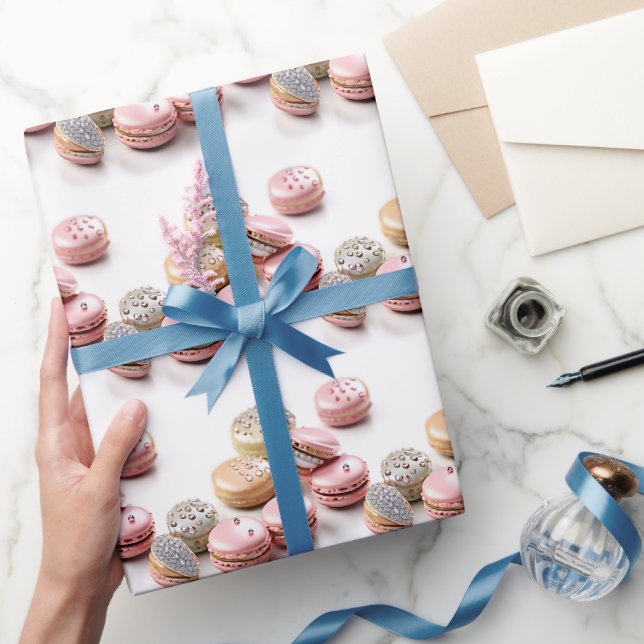 Papel De Presente Bonito Macaron com Aniversário de Ouros (Presentear)