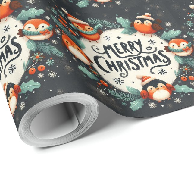 Papel De Presente Bonito monstro de Natal fofo (Ponta do rolo)
