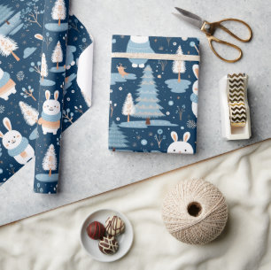 Papel De Presente Bonito Natal Whimsso Coelhinho de inverno