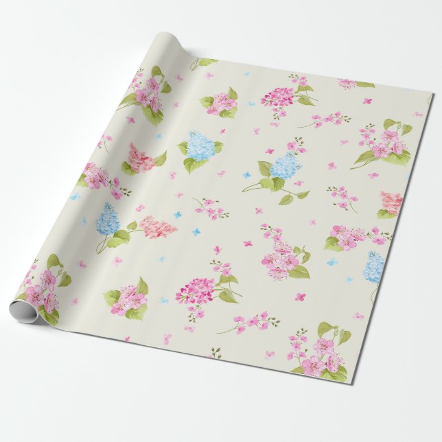 Papel De Presente Bonito padrão Floral (Desenrolado)
