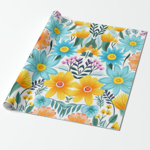 Papel De Presente Bonito Padrão Floral Preto Feminino
