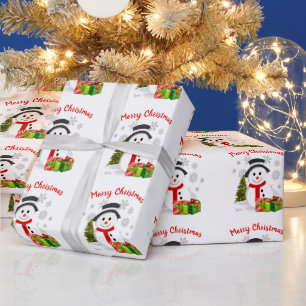 Papel De Presente Bonito Para Crianças Feliz Natal Boneco de Neve