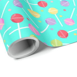 Papel De Presente Bonito Pastel Retro Lollipop Candy no Azul Bebê