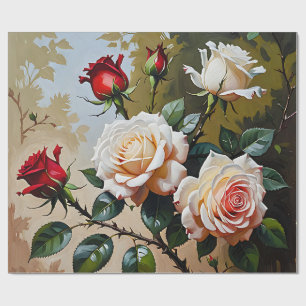 Papel De Presente Bonito pintura de branco rosa e rosa vermelha