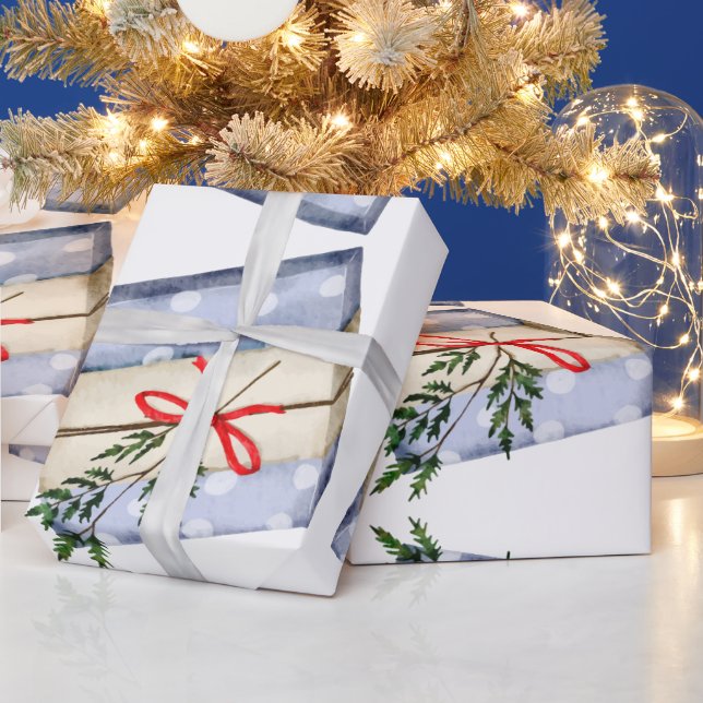 Papel De Presente Bonito presente azul festivo de Natal (Feriados)