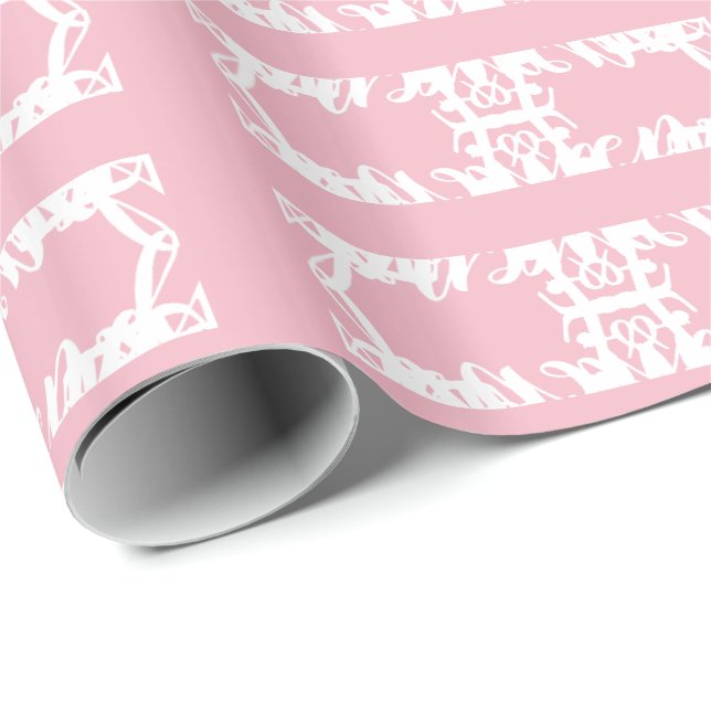 Papel De Presente Bonito Quebra-Presente Rosa E Branco (Ponta do rolo)