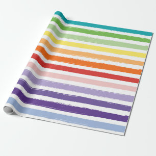 Papel De Presente Bonito Rainbow Stripe Patterno Aniversário