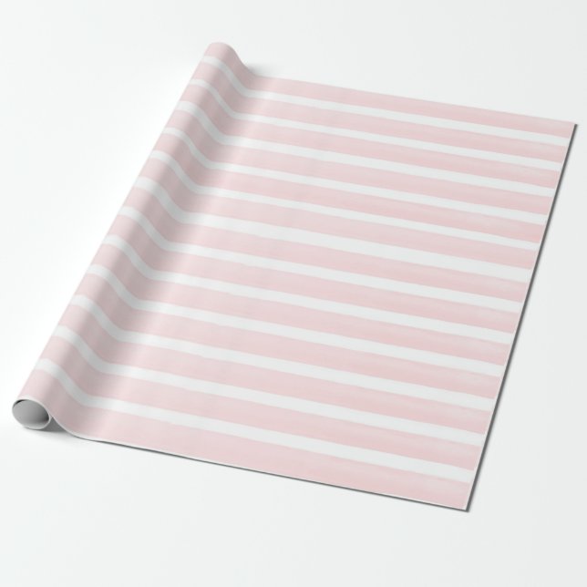 Papel De Presente Bonito Rosa Pêssego Riscado (Desenrolado)