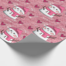 Bonito Rosa Snowman corta o nome personalizado