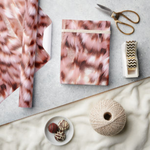 Papel De Presente Bonito Rosa Zebra Dourada Glitzy Animal