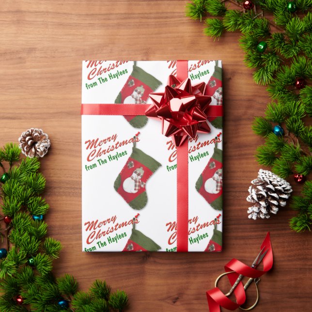 Papel De Presente Bonito Snowman Natal Escaixando Branco Personaliza (Presente de Natal)