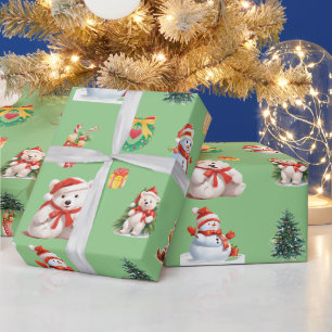 Papel De Presente Bonito Snowman White Bear Papai noel Natal