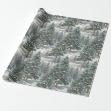 Bonito Snowy Scotch Pine Tree Wraping Paper