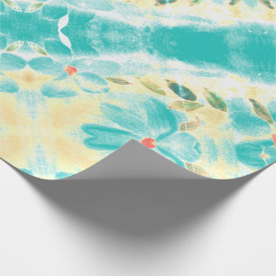 Papel De Presente Bonito Teal Flor