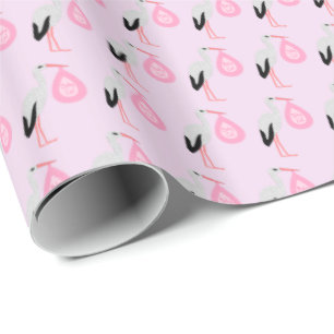 Papel De Presente Bonito Tempestade de Bebê Rosa