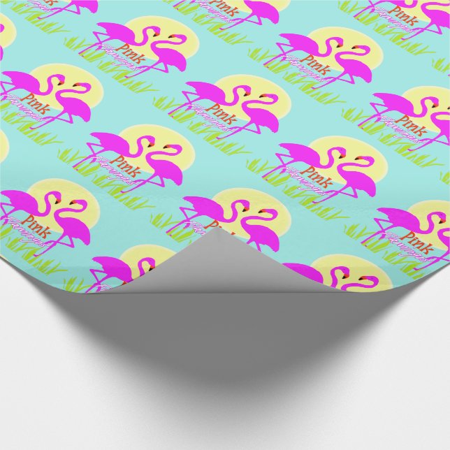 Papel De Presente Bonito Verão Rosa Flamingo Sunrise (Ponta)
