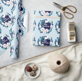 Papel De Presente Bonitos Doves Brancos Floral Wreath