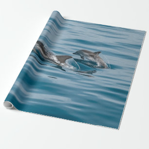 Papel De Presente Bonitos golfinhos aquáticos
