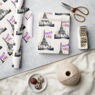 Papel De Presente Bonjour Colorful Paris