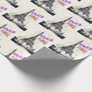 Papel De Presente Bonjour Colorful Paris