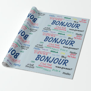 Papel De Presente Bonjour Hello Languages World Viagem Colorful